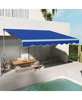 Outsunny 16.5' x 10' Electric Retractable Awning w/ Led Lights, Blue