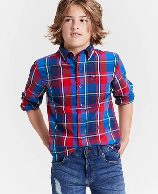 Tommy Hilfiger Big Boys Saturated Long Sleeve Plaid Shirt