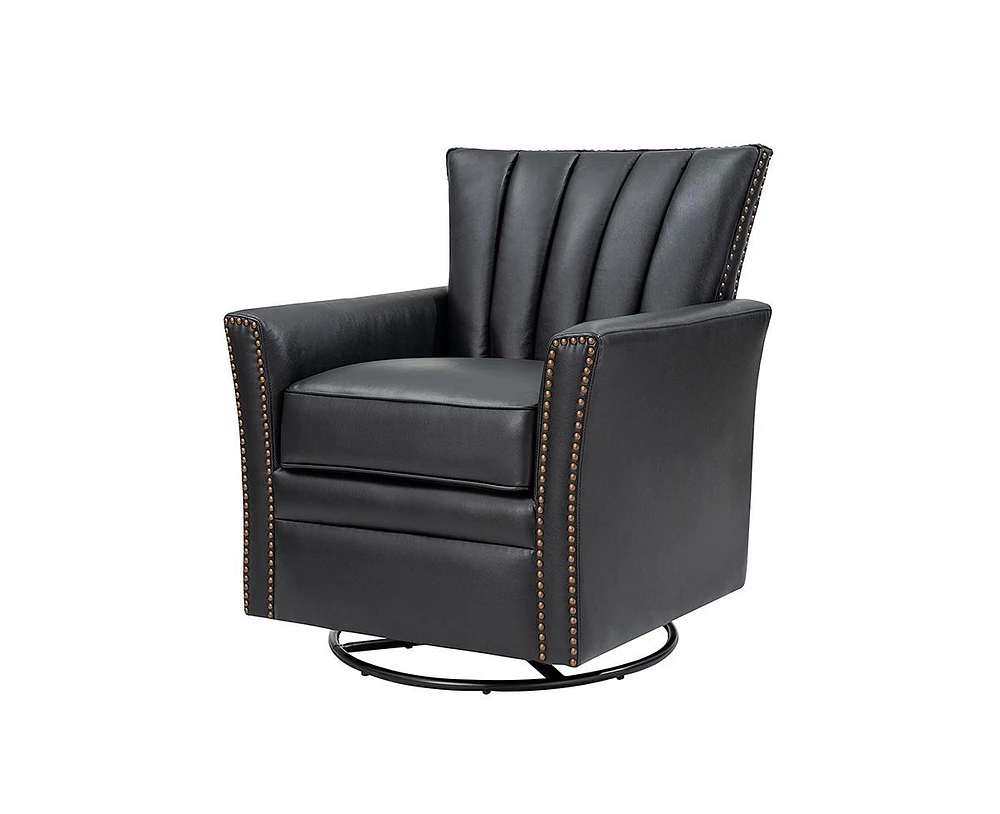 Hulala Home Felisa Modern Genuine Leather Swivel Chair