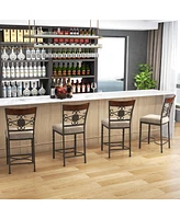 Sugift Set of 2 25 inches Bar Stools with Rust-proof Metal Frame and Soft Sponge Seat-Brown
