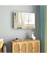 Sugift Frameless Bathroom Wall Mounted Mirror Cabinet with 3 Doors and Adjustable Shelves