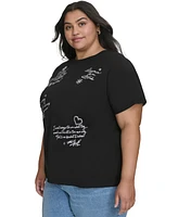 Karl Lagerfeld Paris Plus Embellished Script T-Shirt, Created for Macy's