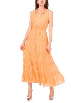 1.state Women's Split-Neck Sleeveless Maxi Dress