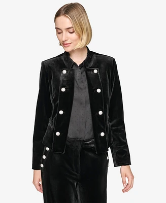 Karl Lagerfeld Paris Women's Collarless Open-Front Jacket