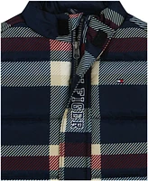 Tommy Hilfiger Toddler Boy Plaid Print Puffer Vest, Long Sleeve Jersey Tee and Joggers, 3-Piece Set