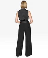 Karl Lagerfeld Paris Women's Satin-Waist Wide-Leg Pants