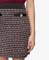 Karl Lagerfeld Paris Women's Faux-Pocket Mini Tweed Skirt