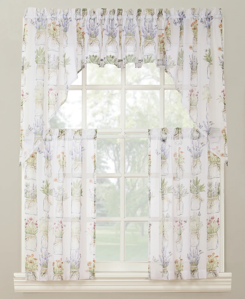 No. 918 Evesgarden Semi-Sheer Rod Pocket Kitchen Curtain Swag Pair