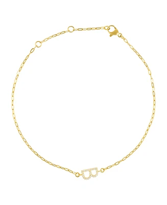 Adornia Gold Cubic Zirconia Pave Sideways Initial Anklet