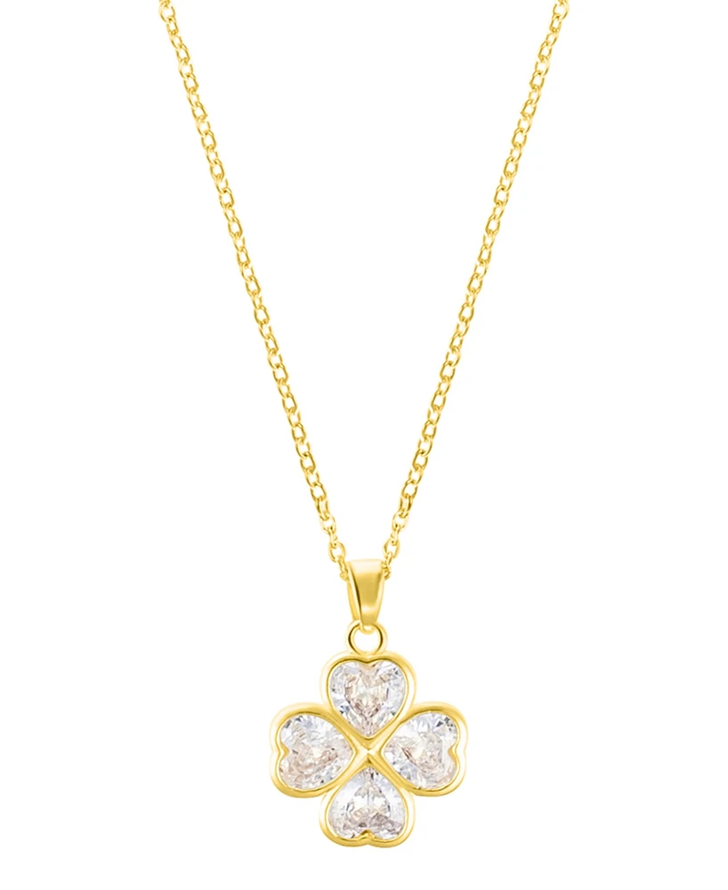 Adornia Adjustable Clear Crystal Heart Clover Necklace