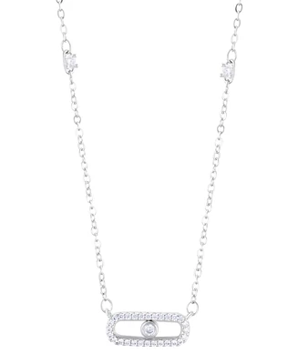 Adornia Silver Adjustable Cubic Zirconia Dancing Stone Necklace