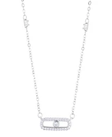 Adornia Silver Adjustable Cubic Zirconia Dancing Stone Necklace