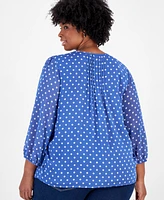 Tommy Hilfiger Plus Perfect Dot Pintucked Top