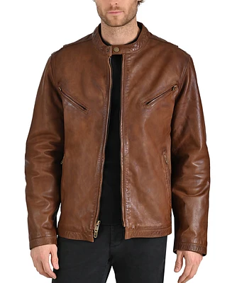 Frye Men's Modern Cafe Racer Leather Jacket