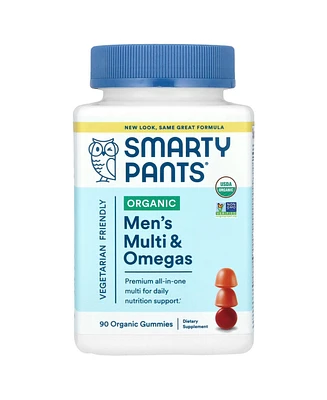 SmartyPants Organic Men's Multi & Omegas Gummies Raspberry Orange and Cherry