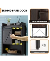 Givimo 4-Tier Multifunctional Toilet Sorage Cabinet with Adjustable Shelf and Sliding Barn Door