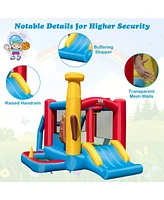 Costway Baseball Themed Jumping House Kids Bouncy Castle w/ 50 Ocean Balls & 735W Blower