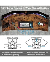 Tribesigns Computer Desk, 70.9" Large Home Office Desk with Monitor Stand, Modern Wing