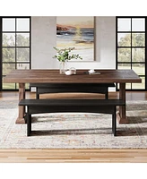 Tribesigns Dining Bench, 47.2" Black Dining Bench Table Bench Kitchen Dining Seat for Kitchen, Dining Room, Modern Wood Entryway Bench for Hallway Liv