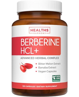 Health's Harmony Berberine Hcl Plus Capsules, Blood Sugar Support Supplement & Ampk Metabolic Activator, Health's Harmony, 120ct