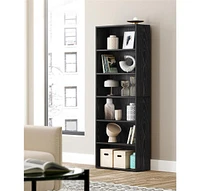 Open Bookcase With Adjustable Storage Shelves, Floor Standing Unit-6 Shelves