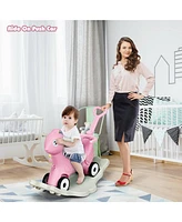 Gymax Baby Rocking Horse 4 in 1 Kids Ride On Toy Push Car w/ Music