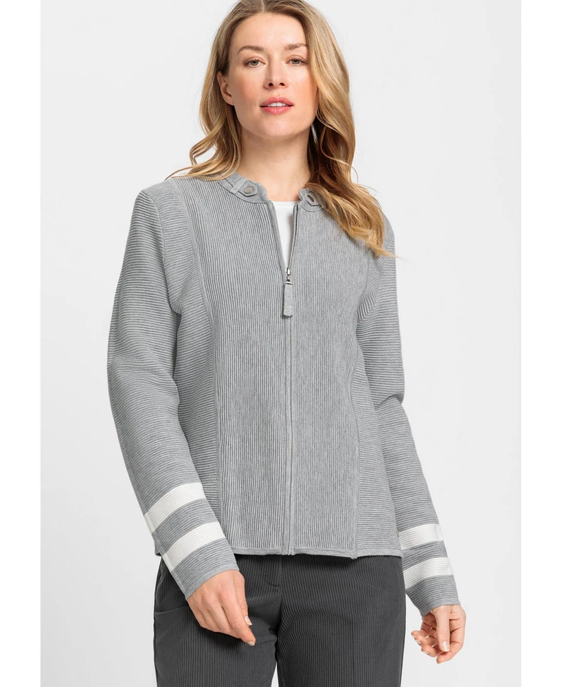 Olsen Women's Long Sleeve Ribbed Knit Cardigan