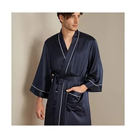 Lilysilk Men's 22 Momme Kimono Silk Robe with Piping for Men