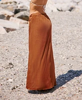 Cupshe Women's Brown Twist Split Hem Jersey Maxi Skirt