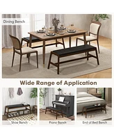 Sugift 50 Inch Long Solid Wood Dining Bench Upholstered Table Bench with Faux Leather Padded Seat