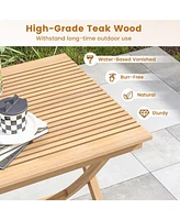 Vebreda 27.5 Inch Indonesia Teak Patio Bistro Table with Slatted Tabletop and Sturdy Wood Frame
