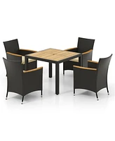 Vebreda 5 Pieces Patio Dining Table Set for 4 with Umbrella Hole