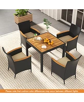 Vebreda 5 Pieces Patio Dining Table Set for 4 with Umbrella Hole