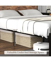 Sugift Full Bed Frame with 2-Tier Storage Headboard and Charging Station-Full Size