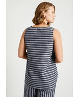 June + Vie Women's High-Low Linen-Blend Tank Top