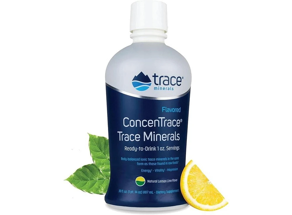 Trace Minerals Flavored ConcenTrace | Helps to Maintain Optimum Energy, Vitality, and Overall Health | Natural Lemon Lime | Ready to Drink 1 oz. Servi