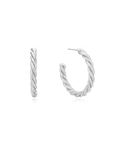 Ettika Silver Plated Spun Strands Hoop Earrings