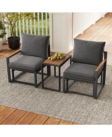 Sugift 5 Pieces Aluminum Frame Weatherproof Outdoor Conversation Set with Soft Cushions