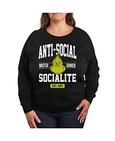 Hybrid Apparel Trendy Plus Grinch Anti-Social Graphic Pullover T-shirt