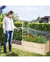 Givimo Raised Garden Bed with Trellis-Natural