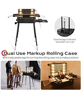 Byootique Rolling Makeup Case Inch Led Lighted Mirror Cosmetic Travel Trolley