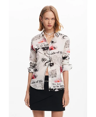 Desigual Women's Floral text shirt