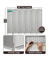 Sorbus 6 Panel Room Divider ft. Tall - Extra Wide Double Hinged Panels, Mesh Hand-Woven Design, Partition Dividers (White)