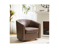 Hulala Home Haley 30.5" Wide Modern Swivel Barrel Chair with Solid Wood Base