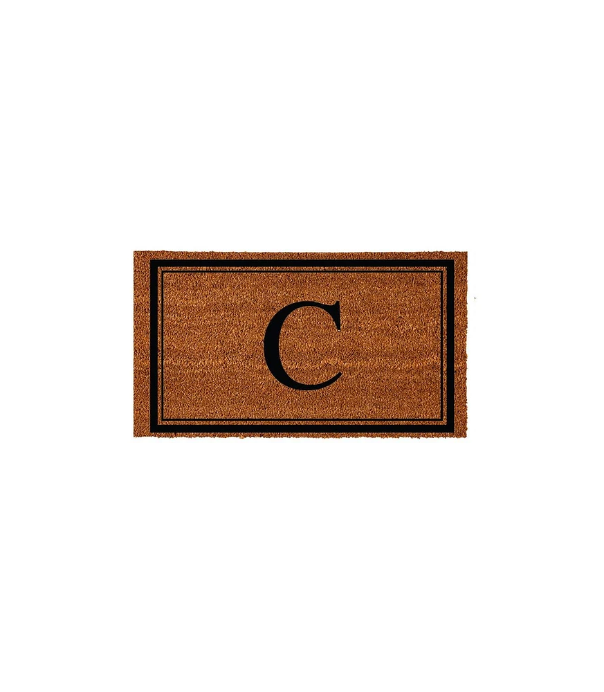 Evergreen Monogram Indoor Outdoor 100% Natural Coir Doormat 28" x 16" | Letter "C"