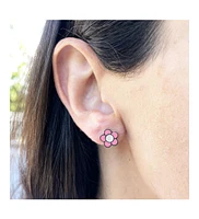 The Lovery Bubblegum Pink Daisy Stud Earrings 14K Gold