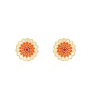 The Lovery Orange Dahlia Flower Stud Earrings 14K Gold