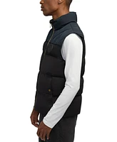 Scotch & Soda Men's Ovela Quilted Colorblocked Mixed-Media Full-Zip Vest