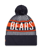 New Era Men's Navy Chicago Bears Striped Cuffed Knit Hat with Pom