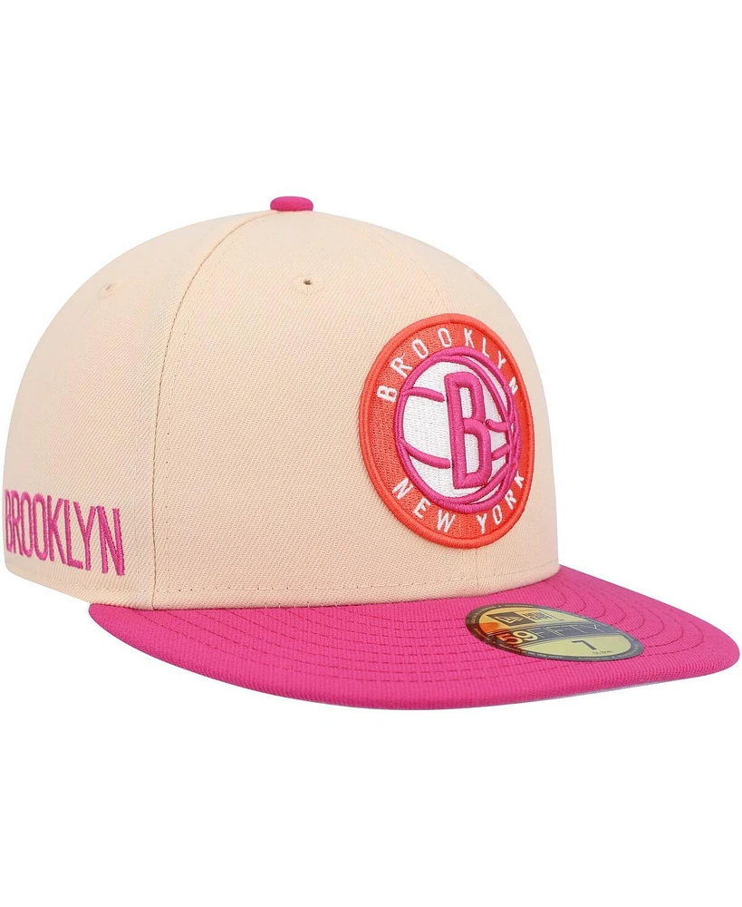 New Era Men's Orange/Pink Brooklyn Nets Passion Mango 59FIFTY Fitted Hat